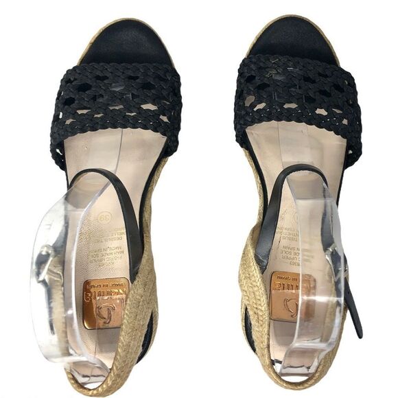 Kanna Black Braided Espadrille Platform Sandals Size 39 - Picture 7 of 9